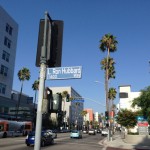 At the corner of Sunset Boulevard and L. Ron Hubbard Way